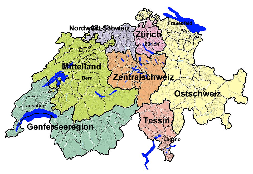 Karte der Schweizer Regionen